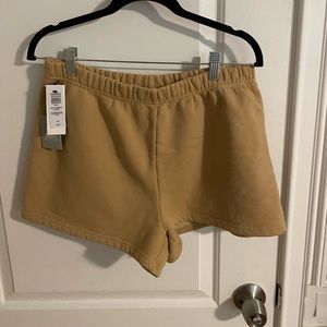 TNA Cozy AF Fleece Shorts in Sand Buff